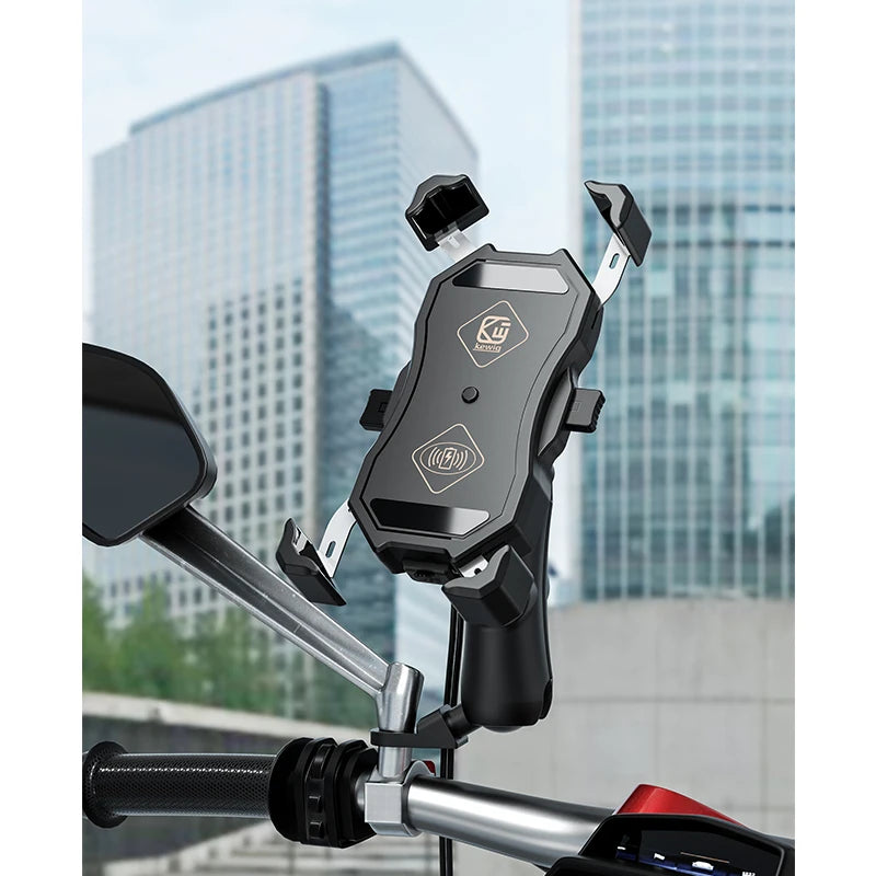Upgraded Motorcycle Phone Holder 15W Wireless Charger USB QC3.0 Fast Charging Bike Smartphone Stand 360 Cellphone Support