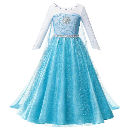 2-10Y Elsa Dress for Girl Disney Elsa Costume Snow Queen Dress for Cosplay Birthday Christmas Party Children Kids Frozen Costume