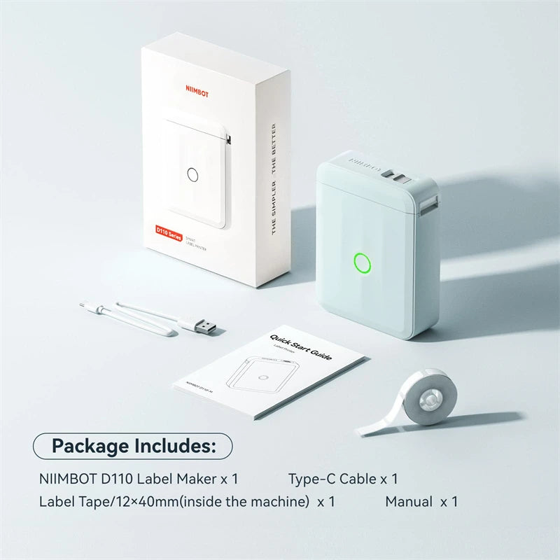 D110 Mini Thermal Label Printer, Bluetooth Portable Pocket Sticker Maker 12–15mm Inkless Label Printer for Home Organization