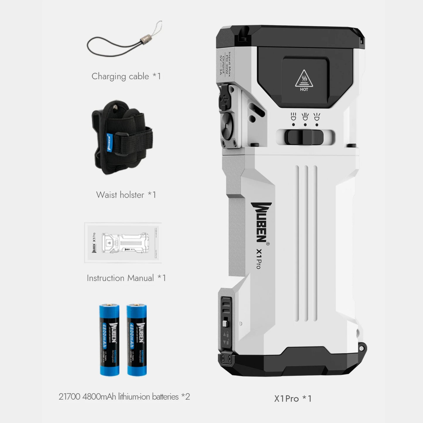 12300 Lumen Rechargeable High Power LED Flashlight With Power Bank