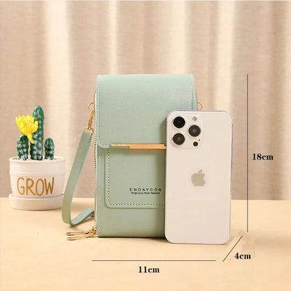 Touch Screen Cell Phone Purse Shoulder Bag Handbag Female Cheap Small Wallet Soft Leather Crossbody