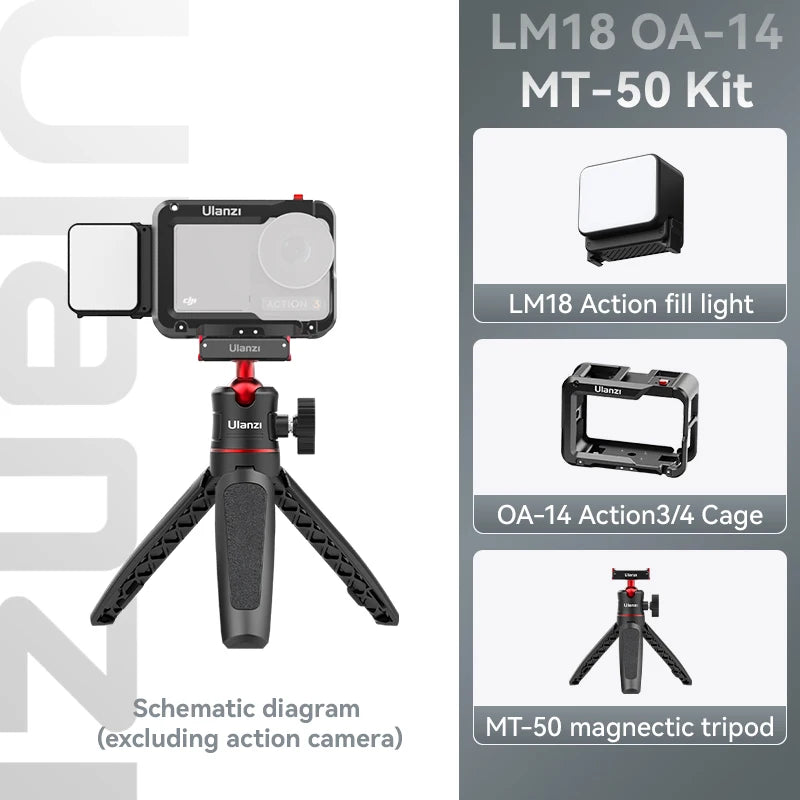 IPX5 Waterproof LED Video Fill Light, Magnetic Mini Light for DJI Osmo Action 5/4/3 & Pocket 3