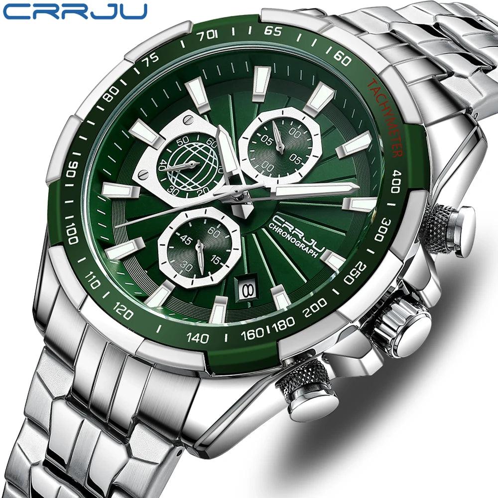 Men's Watches Fashion Business Multifunction Quartz Chronograph with Auto Date and Luminous Hands Relogio Masculino