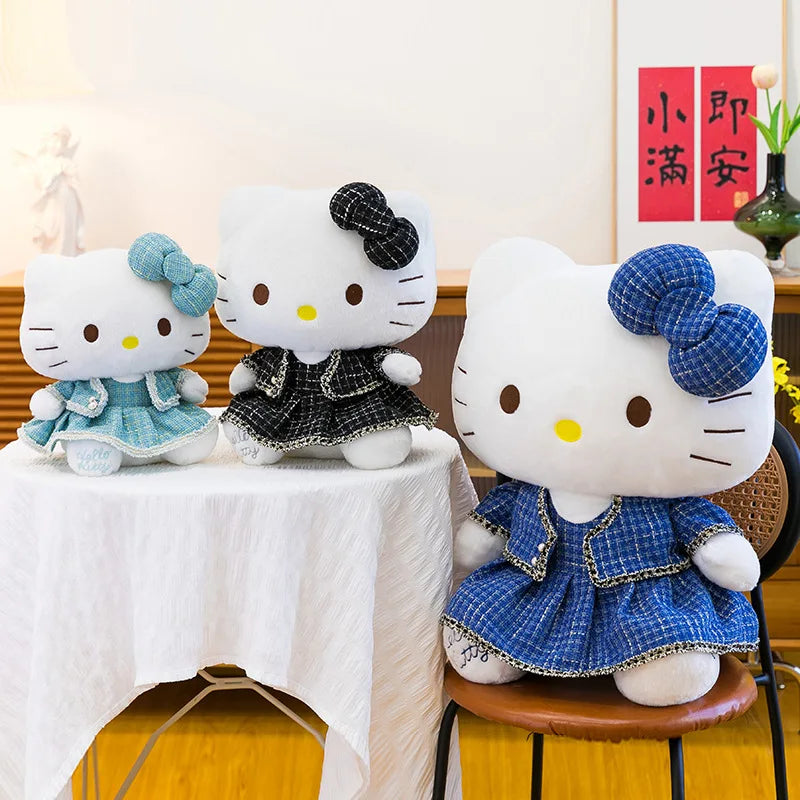 Sanrio Kawaii Hello Kitty Stuffed Doll Cute Princess Style KT Cat Plush Toy Anime Cartoon Kitten Doll for Kids Birthday Gift
