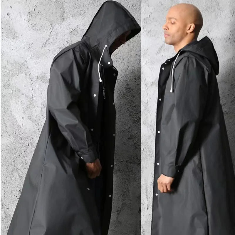 Long Waterproof Hooded Raincoat for Hiking Travel and Fishing