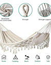 Macrame  Double Hammock Bohemian Woven Fringe Tassels Canvas Large Hanging Swing Bed Chair for Beach Yard Bedroom Patio Porch