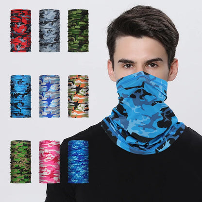 Multifunctional Headwear Solid Color Hiking Scarves Sunscreen Scarf Sports Cycling Quick-Drying Mask Camouflage Print Bandana