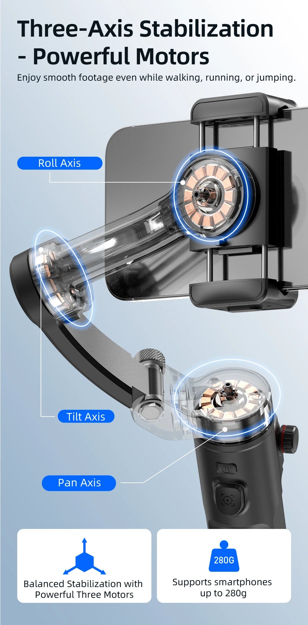 3-Axis Handheld Gimbal Stabilizer for Smartphone with Wireless Remote for iPhone Android Phone Face Tracking Tiktok Vlog