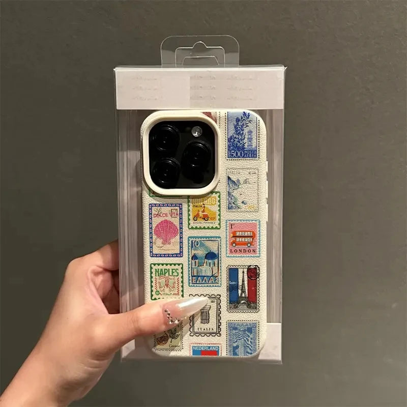 Vibrant Retro Stamp Lichee Design Phone Case For iPhone 17 16 15 14 Pro Max Plus Air 16 Plus 16E Shockproof Cover