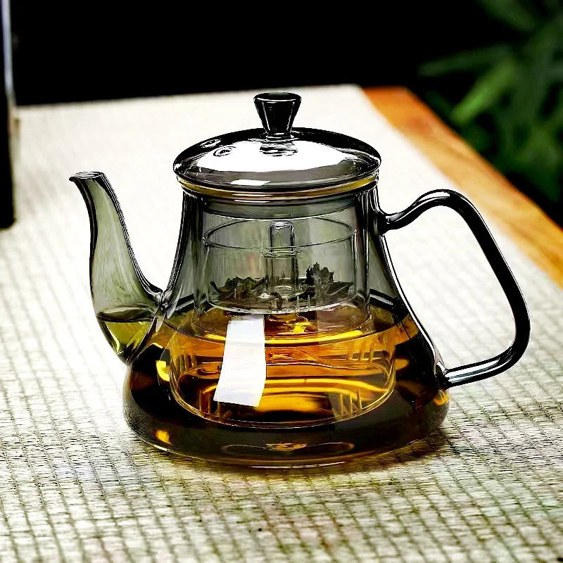 High Borosilicate Glass Teapot with Tea Strainer for Steaming and Boiling