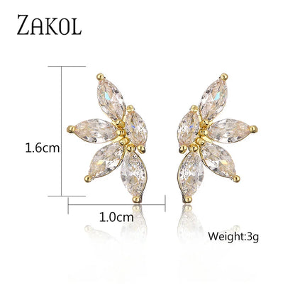 Korean Fashion Marquise Cut Cubic Zircon Stud Earrings