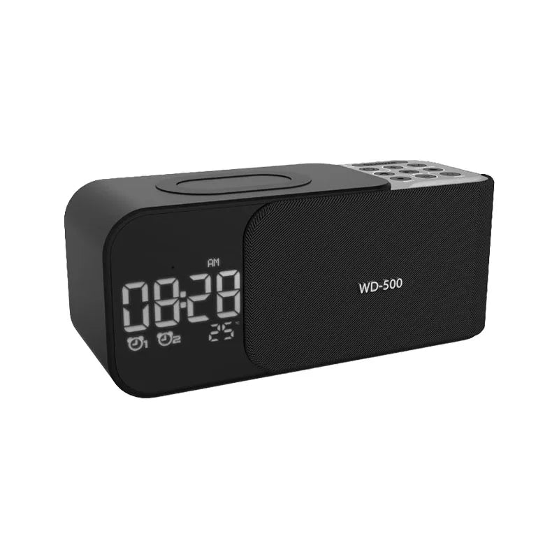 15W wireless charging Dual alarm clock home Bluetooth speaker with night light Bluetooth subwoofer temperature display FM/TF/AUX