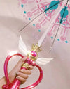Luminous Umbrella with Sailor Moon Magic Stick Transparent Umbrella Paraguas Rain Gear for Women Girls Kids Gift