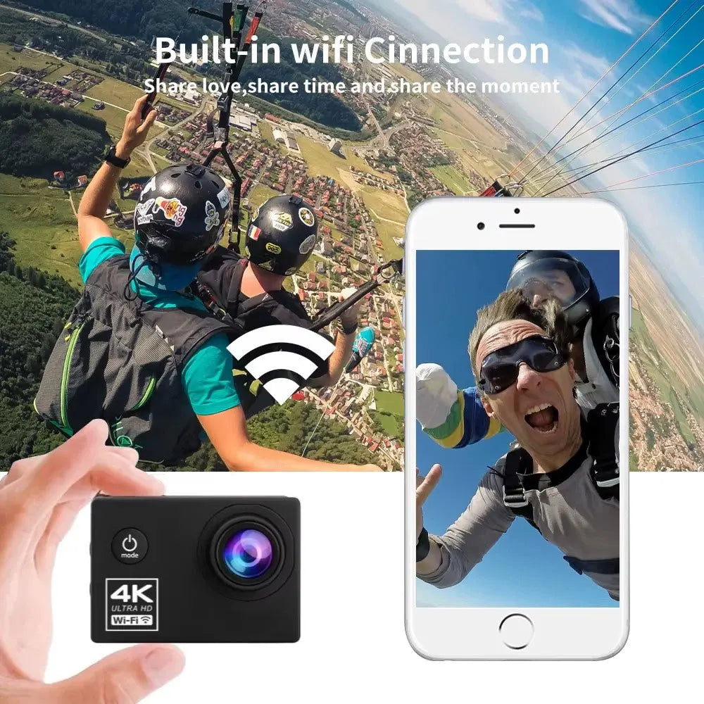 4K WiFi Sports Action Camera Waterproof Helmet Cam with Remote Control