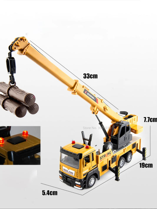 1/32 Crane Truck Alloy Car Model Diecast Metal Toy Simulation Engineering Vehicles with Sound and Light Model