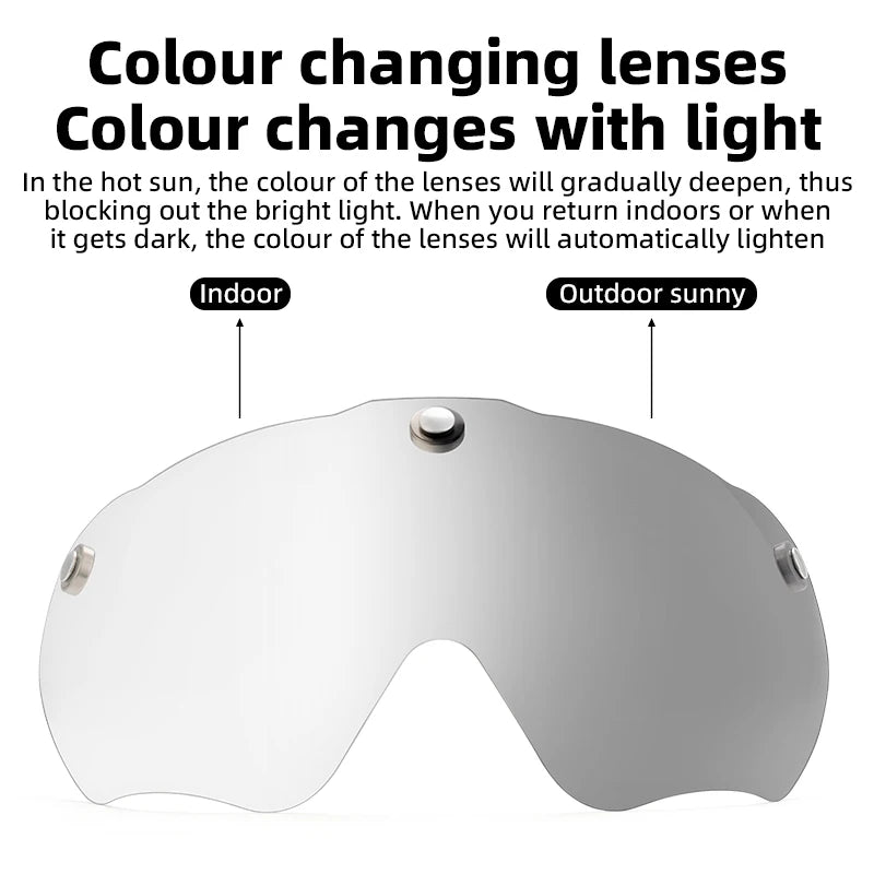 Bike Helmet with Photochromic Len Visor Wind-breaking Brim Bike Helmet Adult MTB Road Riding Cycling Helmet