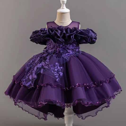 Luxury Off Shoulder Tulle Gown with Train
