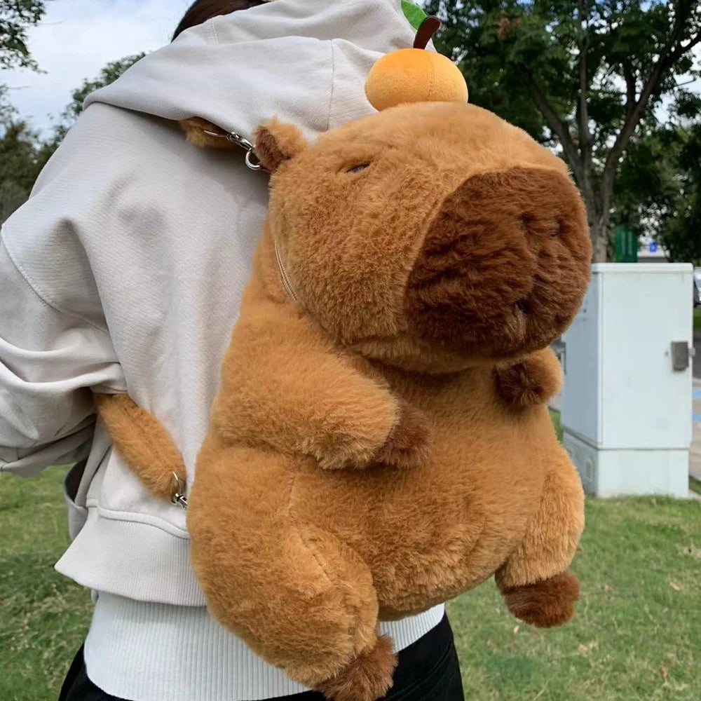 Kawaii Capybara Plush Backpack Soft Shoulder Bag