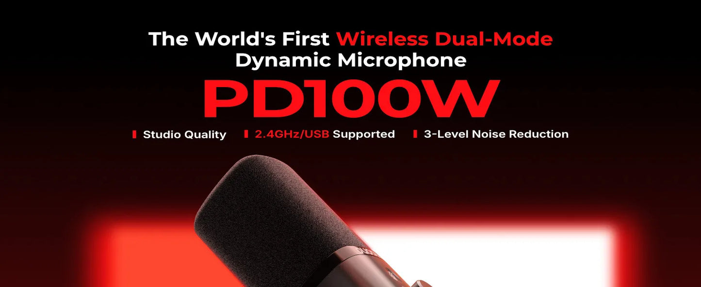 Wireless Dynamic Gaming Microphone with RGB Lighting and Noise Reduction