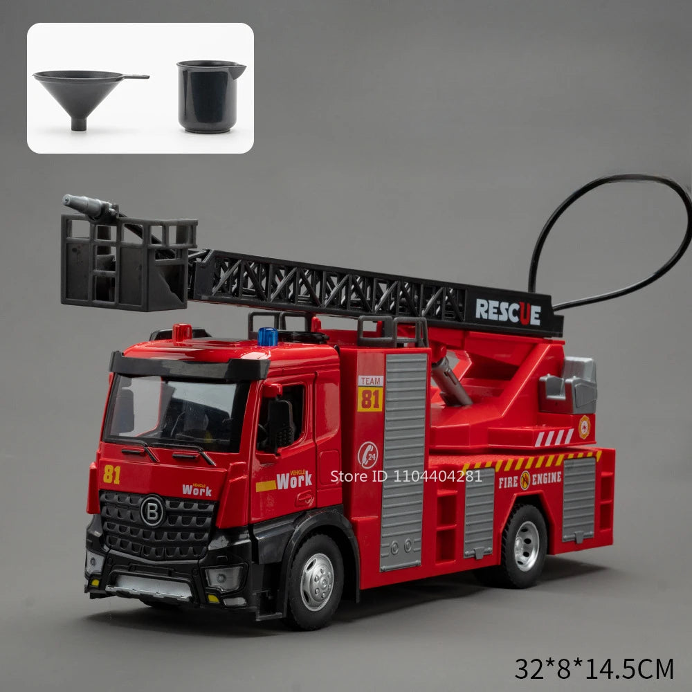 1:18 Electric Sanitation Garbage Truck Toy Cars Model Alloy Water Tanker Diecast Light Sound Vehicle 's Educational Toys