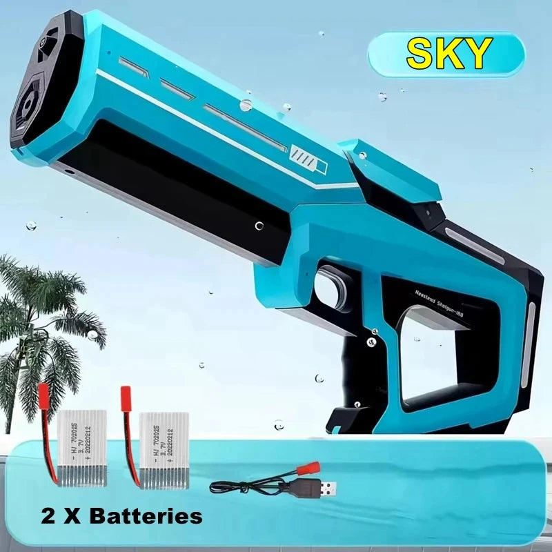 Full Automatic Electric Water Gun 43cm Portable Rechargeable Water Blaster for Outdoor Activities