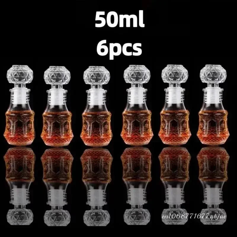 50ml 100ml 6pcs 12pcs Whisky Glass Liquor Bottle French Carved For Alcohol Wedding Gifts Wine Mini Container Storage Favour Set
