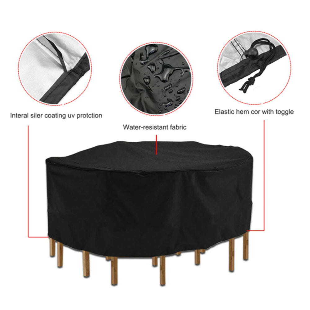 Round Outdoor Garden Furniture Cover Waterproof Patio Table Chair Sofa Dustproof Rain Snow Protector