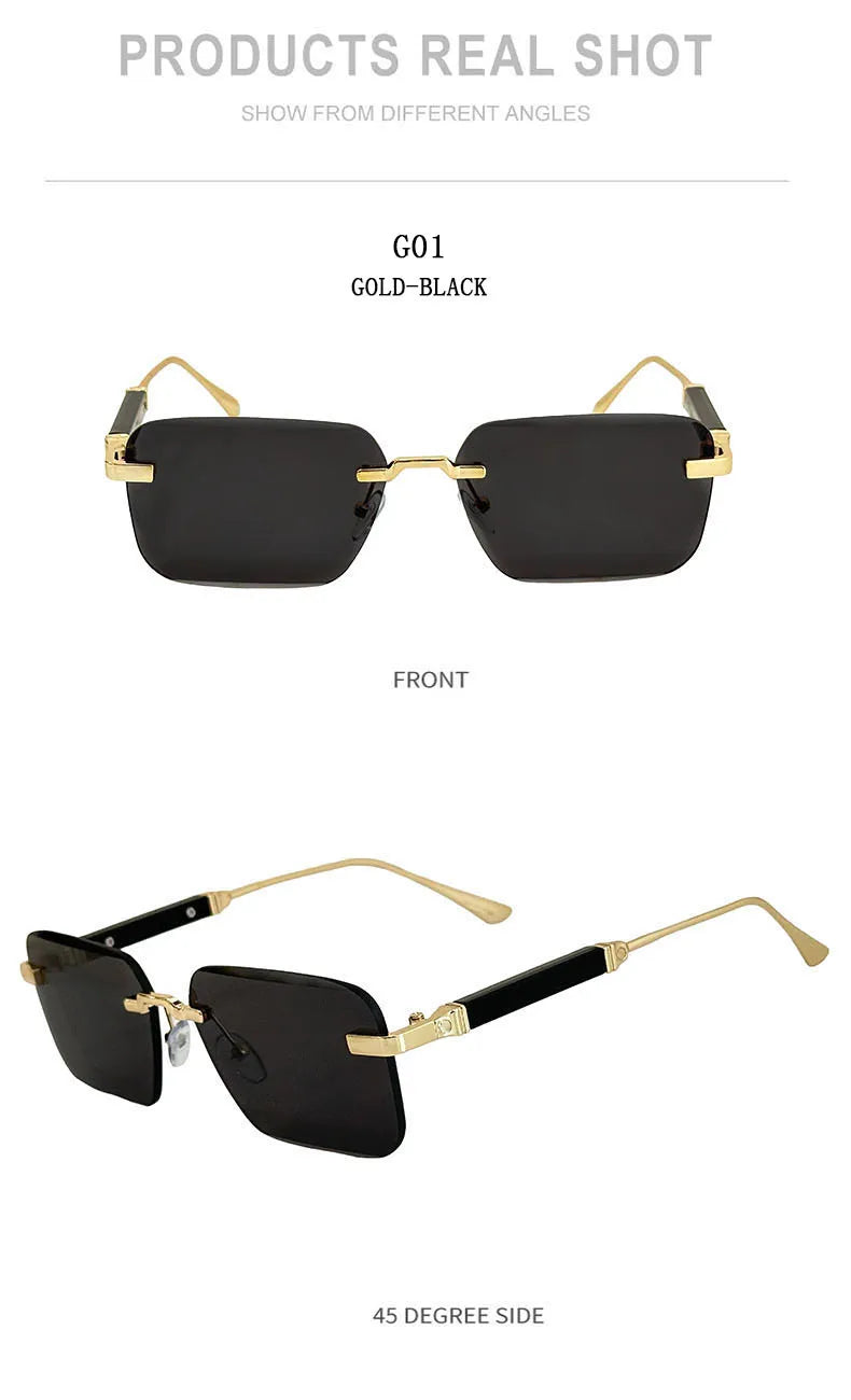Rimless Square Sunglasses With UV400 Protection