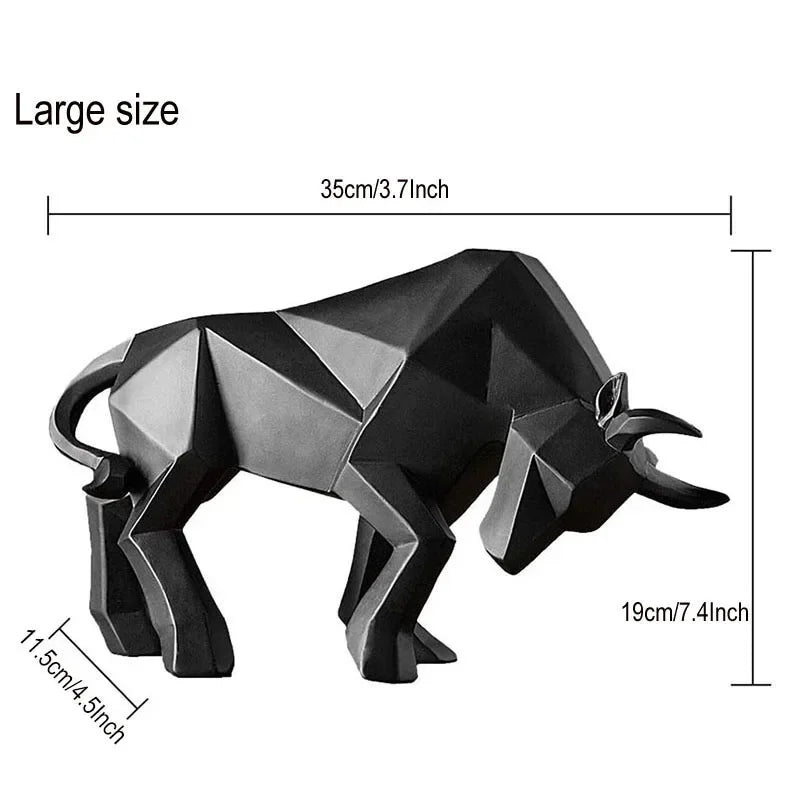 Geometric Resin Bull Statue Bison Sculpture Decoration Abstract Animal Figurine Room Desk Home Decoration Gift
