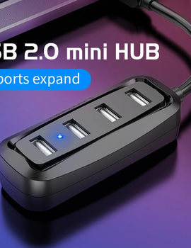USB 2.0 HUB 4 Port with LED Multi USB Splitter for Lenovo Xiaomi Macbook Pro Air Computer Accessories Laptop HUB USB 2.0