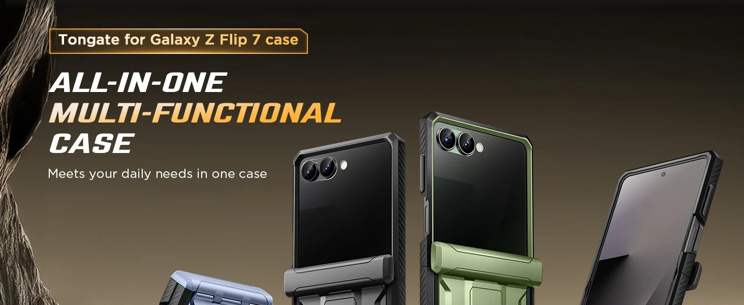 For Samsung Galaxy Z Flip 7 Case with Kickstand Hinge Protection Cover Built-in Privacy Screen Protector Phone Case & Belt-Clip