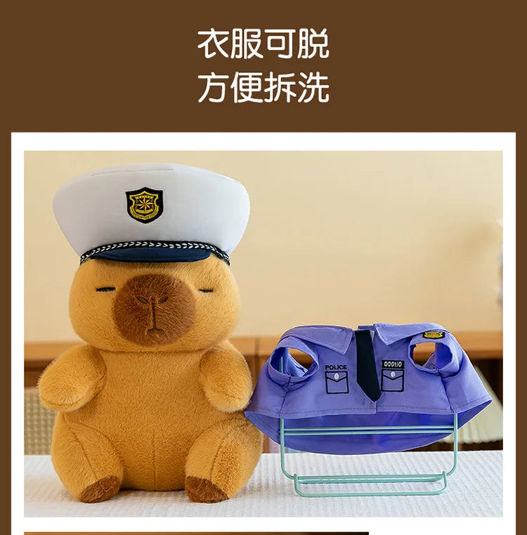 Cute Capybara Police Plush Toy Soft Stuffed Pillow