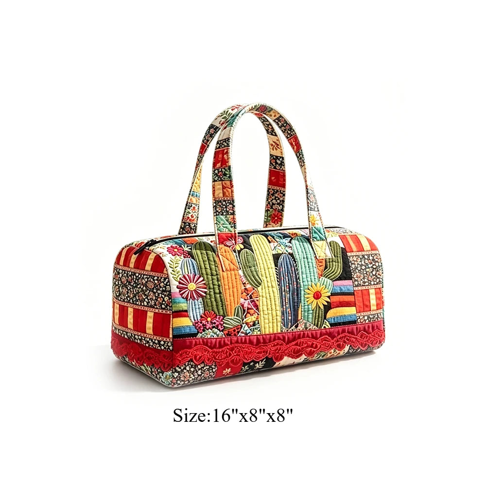 Cat Cow Print Quilted Duffel Bag for Unisex Travel Overnight Carry On Luggage Tote for Gym, Vacation, Sleepover, Book Lover Gift