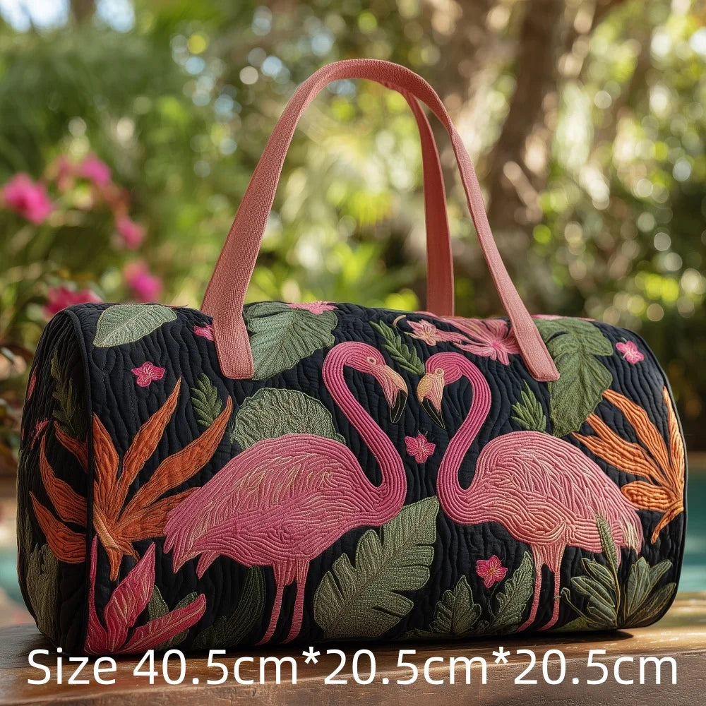 Hot Sale 3D Quilted Flamingo Bag Women Weekender Bag Tropical Palm Leaves Travel Tote Overnight Beach Vacation Carry On Bags