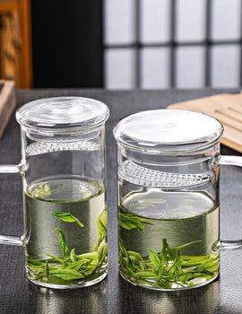 300/400/450ml Heat-resistant Glass Green Tea Mug With Crescent Filter Cup Household Flower Puer Tea Maker Teacup