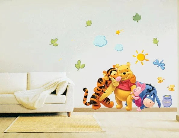 Cartoon Animal Winnie The Pooh Wall Stickers Decals For Room Nursery Kindergarten Bedroom Wall Decoration Decor Mural Home
