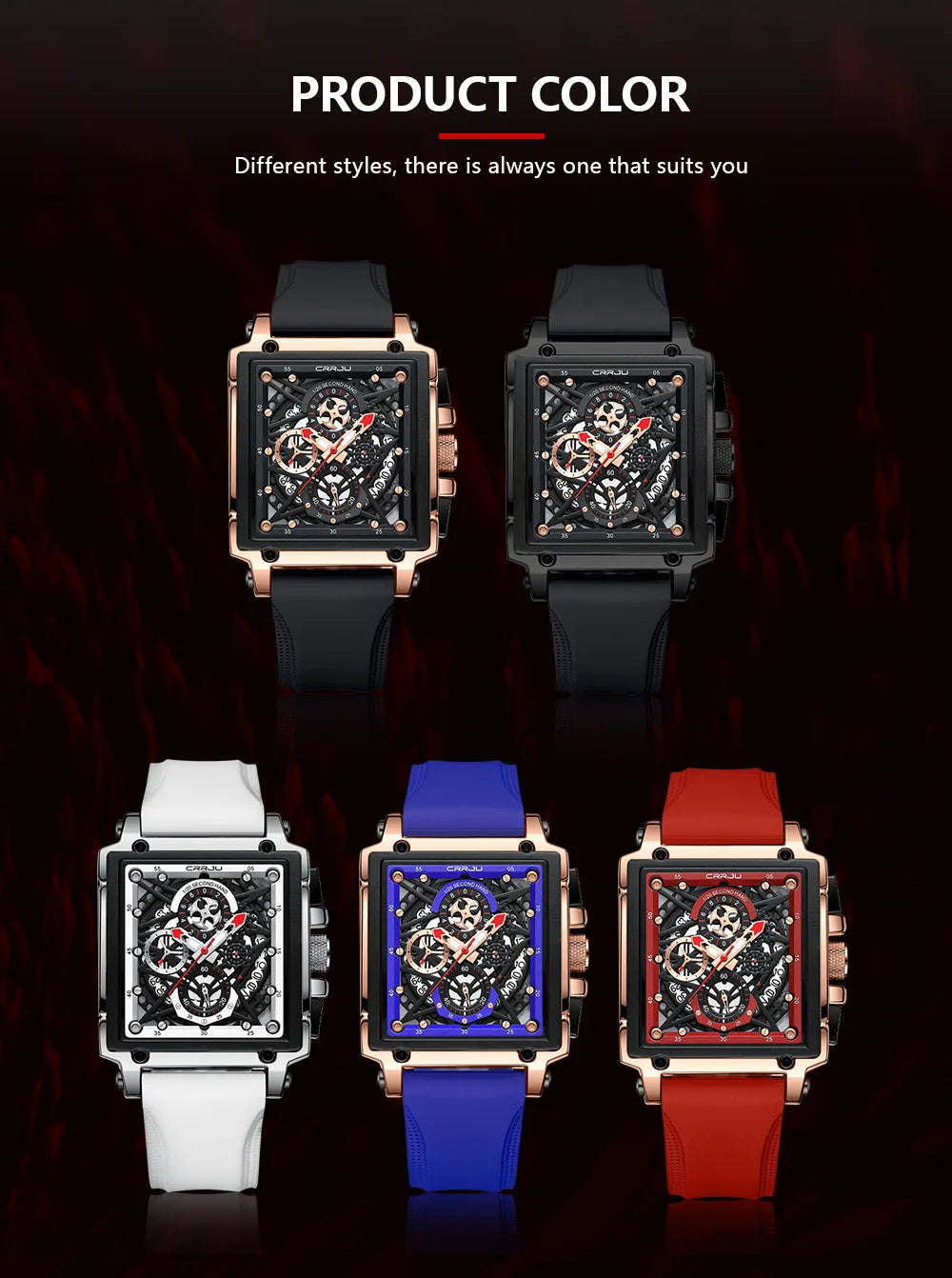 Men's Sports Chronograph Wrist Watch For Men Army Silicone strap Square Quartz Stop Watch Clock Man Relogios Masculino