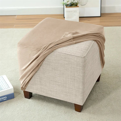 1PC Stretch Square Ottoman Stool Covers Super Soft Velvet stool Cover Elastic All-inclusive Footrest Slipcovers for Living Room