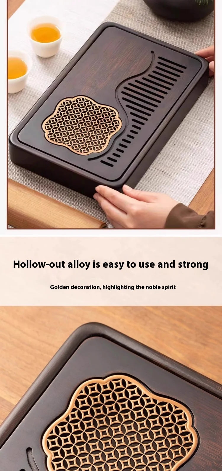 Household Portable Bamboo Tea Tray 48CM Tea Ceremony Wooden Tray Coffeeware Teaware Serving Tray For Chaban Tea Table