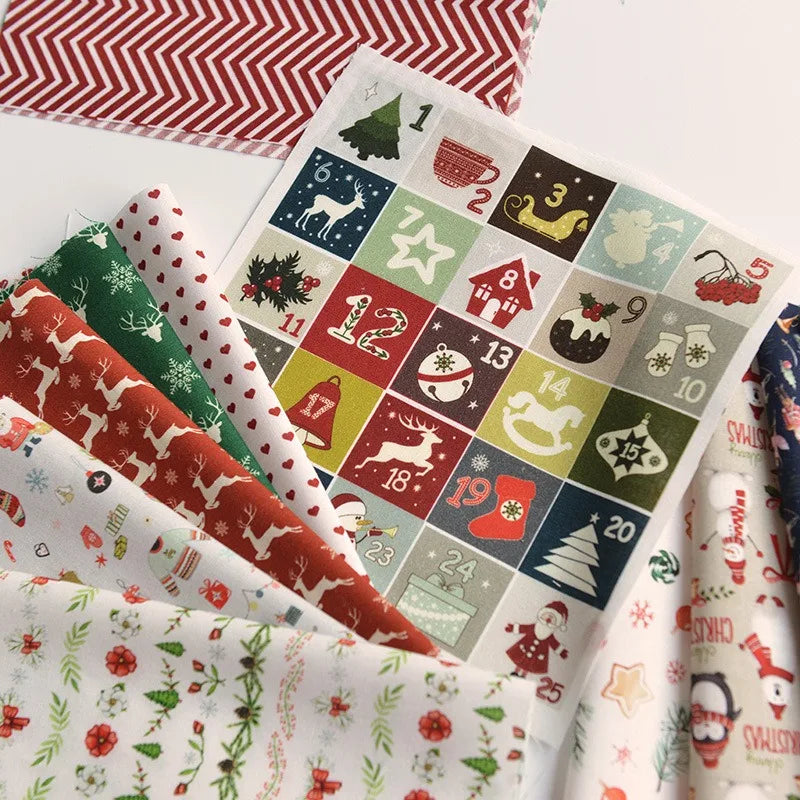 Pure Cotton Digital Printing Christmas Flower 60SManual DIY Decorate Fabric Pillow Clothes Christmas Theme Autumn and Winter New