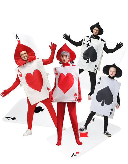 Halloween Costume Adult's Day Alice in Wonderland Stage Performance Playing Cards Hearts A Costume