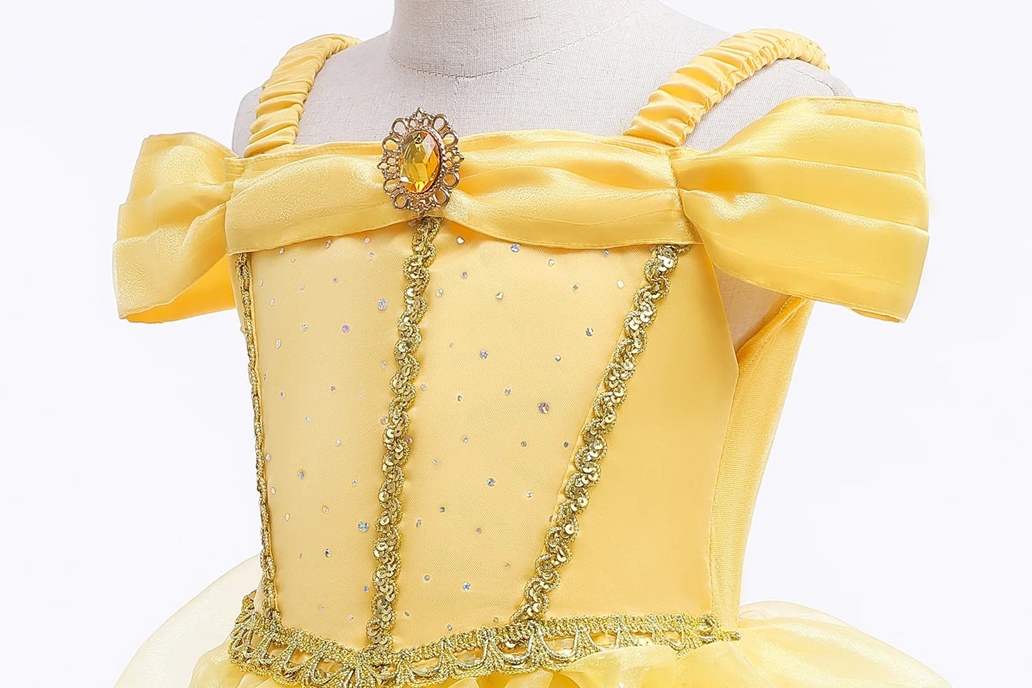 2025 Yellow Princess Dress For Girls Cosplay Carnival Costume Halloween Clothes Birthday Party Dresses Kids Birthday Clothing