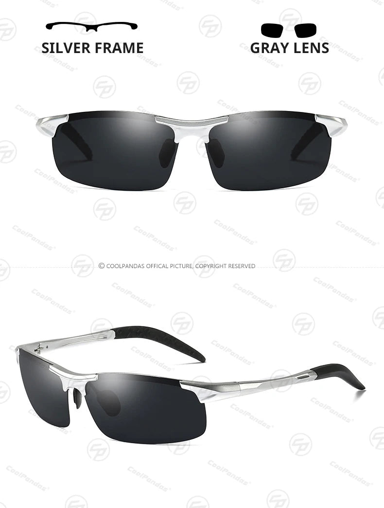 Aluminum Polarized Sunglasses UV400 Anti-Glare Driving Glasses Outdoor Rectangle Shades for Men