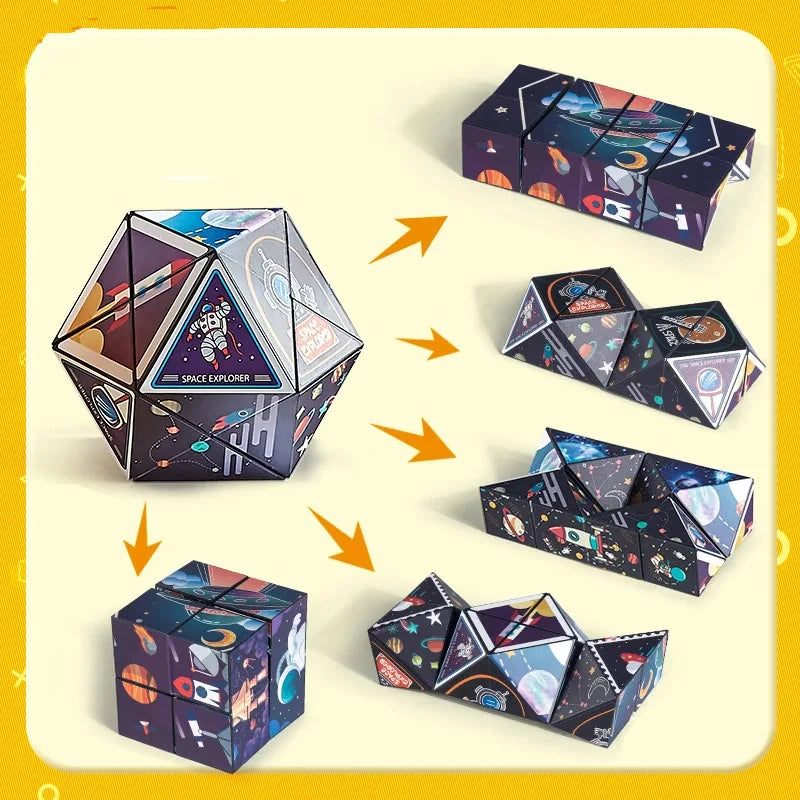 Extraordinary 3D Magic Cube Puzzle Fidget Toys Variety Geometric Shape Changeable Decompression Hand Flip Puzzle Cube