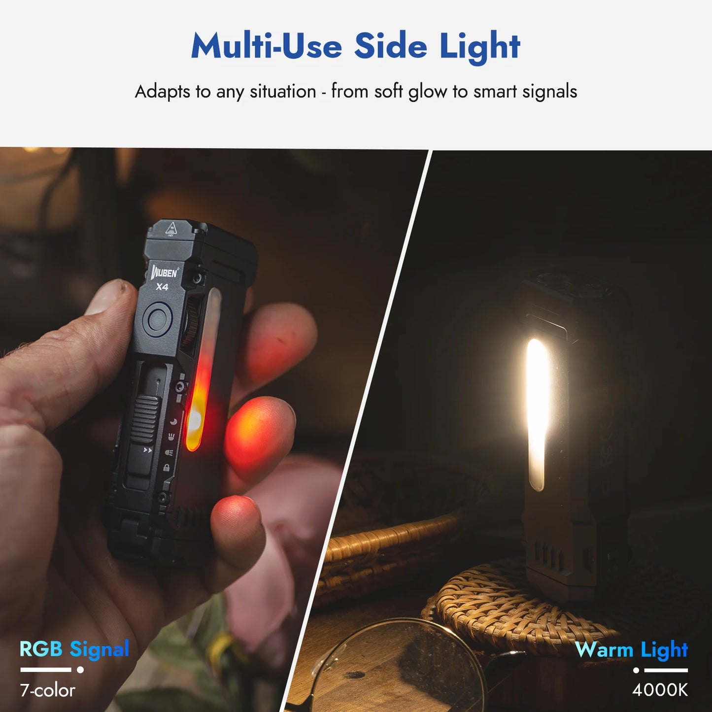 Rechargeable EDC Flashlight Bundle With Magnetic Base And RGB Light
