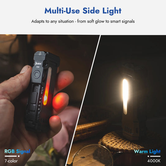 Rechargeable EDC Flashlight Bundle With Magnetic Base And RGB Light