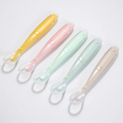 Soft Silicone Baby Spoon Toddler Complementary Food Feeding Training Spoon for Infants Soft Tip Spoon Children's Tableware