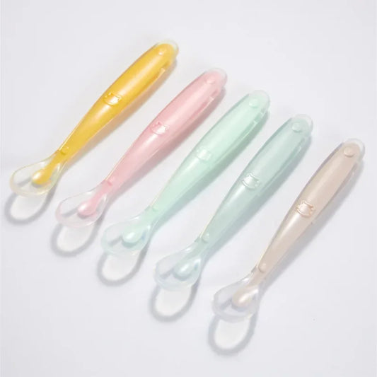 Soft Silicone Spoon Complementary Food Feeding Training Spoon for s Soft Tip Spoon 's Tableware