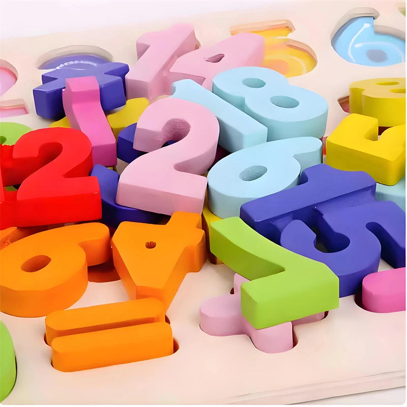 Montessori  Wooden Puzzle Toys  Cognitive Letter Number Hand Grab Puzzle Board Early Educational Toys for 2 to 4