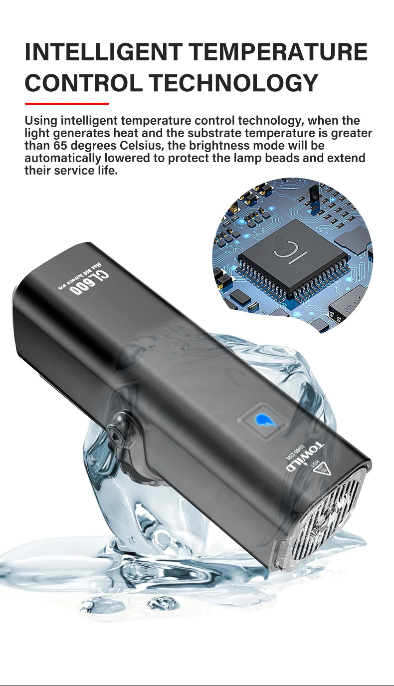 CL600S Bike Light Front Lamp 600 lumens USB Rechargeable LED 2600mAh Bicycle Light IPX6 Waterproof MTB Bicycle headlights